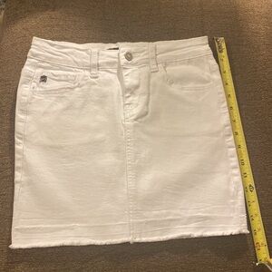 Kancan HiWaist Midway Raw Hem Denim preppy mini skirt size small